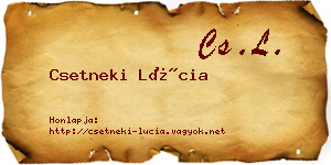 Csetneki Lúcia névjegykártya